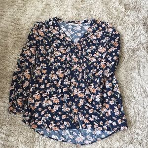 Navy floral tunic top Size L Lauren Conrad